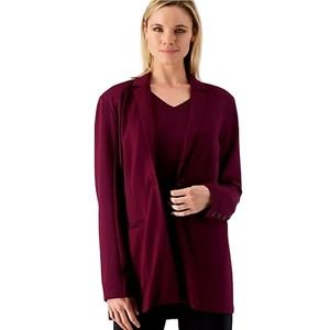 Day2Day by Duette NYC Lux Knit One Button Blazer Bordeaux SIZE L PETITE NWT